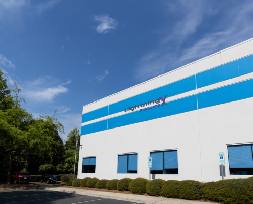 Side view of Lightning Products building freshly painted