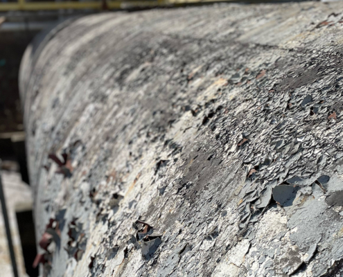 Heavily corroded piece of equipment close up